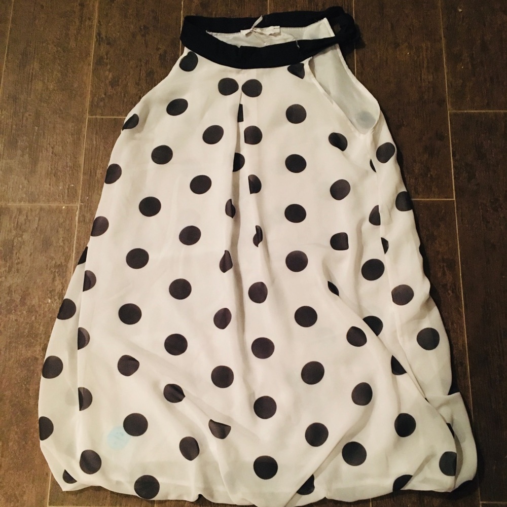 White With Black Polka Dot Flowy Dress